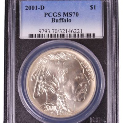Sale Photo Thumbnail #277: 2001-D 1oz Silver Buffalo MS70 PCGS