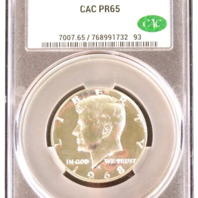 Sale Photo Thumbnail #225: 1968-S Kennedy Half Dollar PR65 CAC