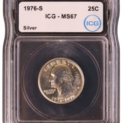 Sale Photo Thumbnail #215: 1976-S Silver Washington Quarter MS67 ICG