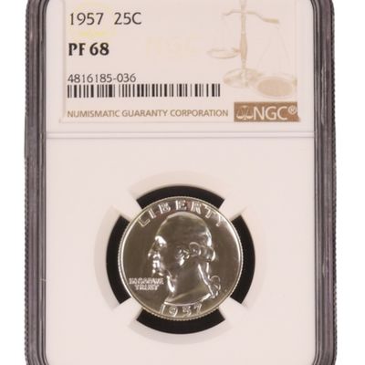 Sale Photo Thumbnail #16: 1957 Washington Quarter PF68 NGC