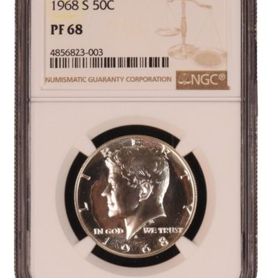 Sale Photo Thumbnail #26: 1968-S Kennedy Half Dollar PF68 NGC