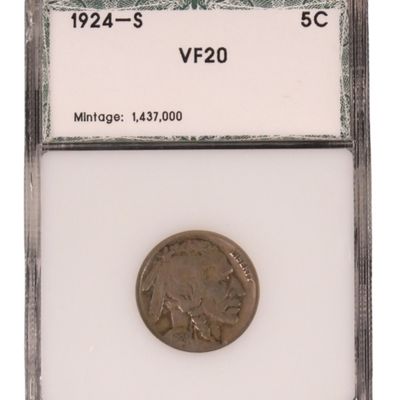 Sale Photo Thumbnail #3: 1924-S Buffalo Nickel VF20  PCI