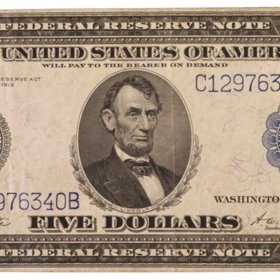 Sale Photo Thumbnail #295: 1914 $ Federal Reserve Note  SN B61579747D