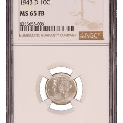 Sale Photo Thumbnail #10: 1943-D Mercury Dime MS65 FB NGC