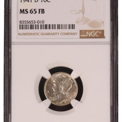 Sale Photo Thumbnail #8: 1941-D Mercury Dime MS65 FB NGC