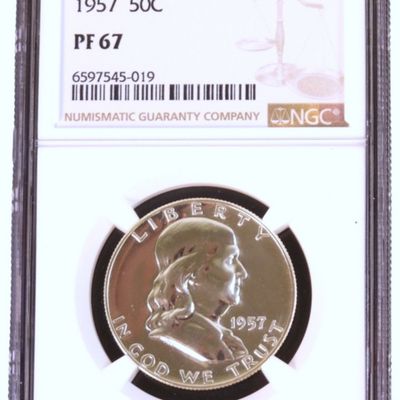 Sale Photo Thumbnail #218: 1957 Franklin Half Dollar PF67 NGC