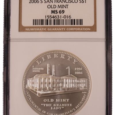 Sale Photo Thumbnail #76: 2006-S $1 San Francisco Old Mint Commem MS69 NGC