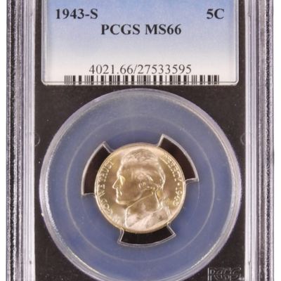 Sale Photo Thumbnail #205: 1943-S Jefferson Nickel MS66 PCGS