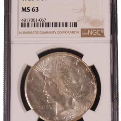 Sale Photo Thumbnail #265: 1923-S Peace Dollar MS63 NGC