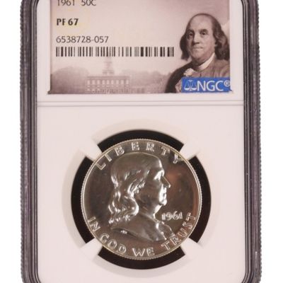 Sale Photo Thumbnail #19: 1961 Franklin Half Dollar PF67 NGC