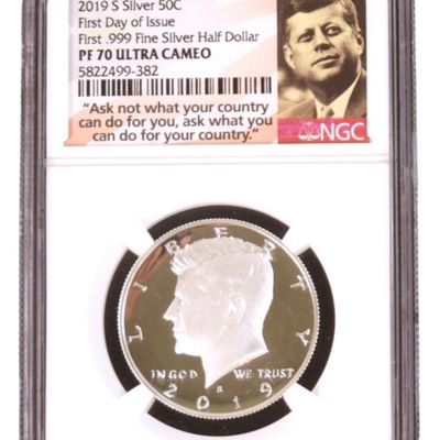 Sale Photo Thumbnail #227: 2019-S Silver Kennedy Half PF70 Ultra Cameo NGC