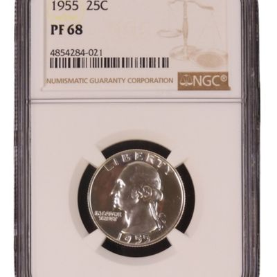 Sale Photo Thumbnail #14: 1955 Washington Quarter PF68 NGC