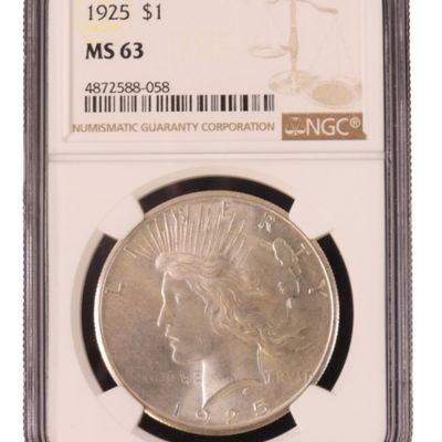 Sale Photo Thumbnail #68: 1925 Peace Dollar MS63 NGC