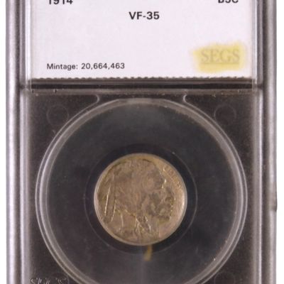 Sale Photo Thumbnail #203: 1914 Buffalo Nickel VF35 SEGS