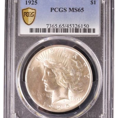 Sale Photo Thumbnail #267: 1925 Peace Dollar MS65 PCGS