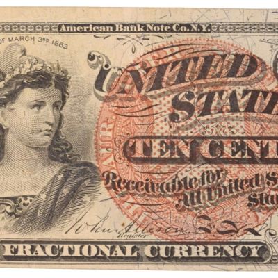 Sale Photo Thumbnail #86: 1863 10 Cent Fractional Currency 4th Issue