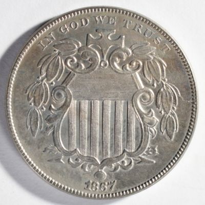 Sale Photo Thumbnail #329: 1867 No Rays Shield Nickel