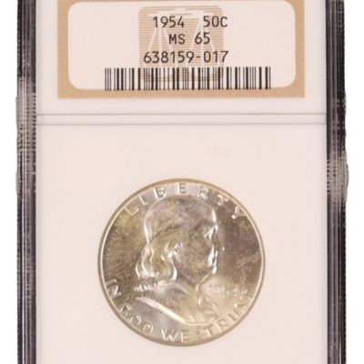 Sale Photo Thumbnail #23: 1954 Franklin Half Dollar MS65 NGC