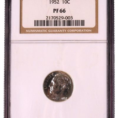 Sale Photo Thumbnail #212: 1952 Roosevelt Dime PF66 NGC