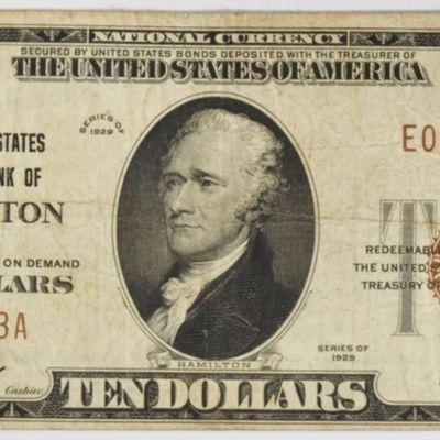 Sale Photo Thumbnail #300: 1929 $10 The US National Bank of Galveston, TX