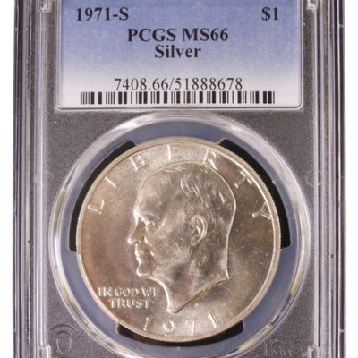 Sale Photo Thumbnail #269: 1971-S Silver Ike Dollar MS66 PCGS