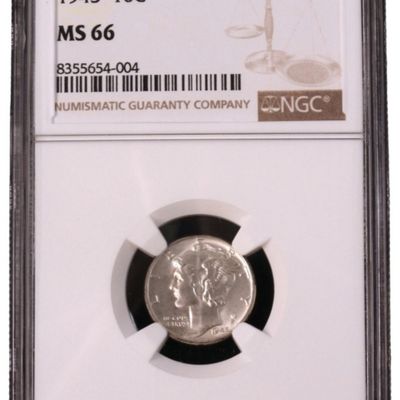 Sale Photo Thumbnail #211: 1945 Mercury Dime MS66 NGC