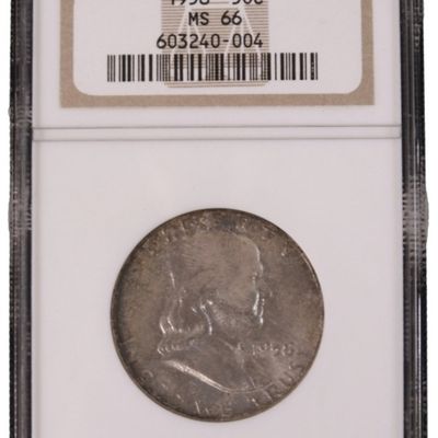 Sale Photo Thumbnail #222: 1958 Franklin Half Dollar MS66 NGC