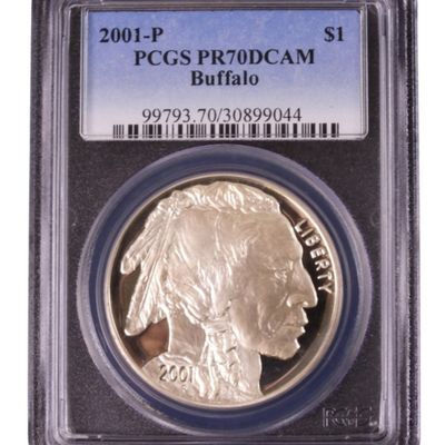 Sale Photo Thumbnail #278: 2001-P 1oz Silver Buffalo PR70 DCAM PCGS