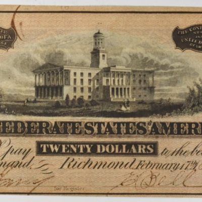 Sale Photo Thumbnail #291: 1864 $20 Confederate States of America