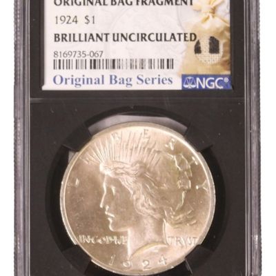 Sale Photo Thumbnail #266: 1924 Peace Dollar BU NGC Original Bag Fragment
