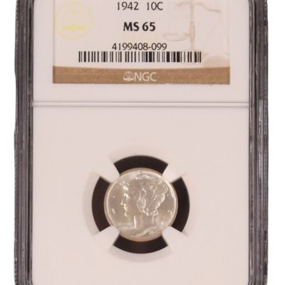 Sale Photo Thumbnail #9: 1942 Mercury Dime MS65 NGC