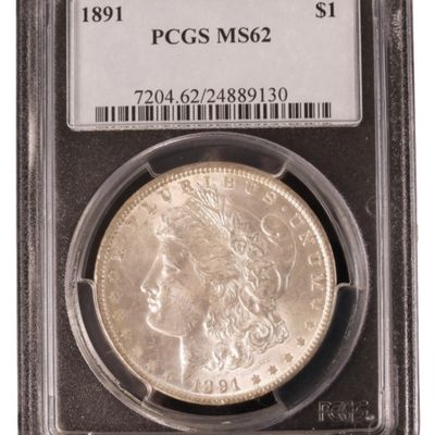 Sale Photo Thumbnail #252: 1891 Morgan Dollar MS62 PCGS
