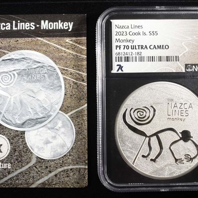 Sale Photo Thumbnail #25: 2023 COOK IS. NAZCA LINES MONKEY NGC PF-70 UCAM