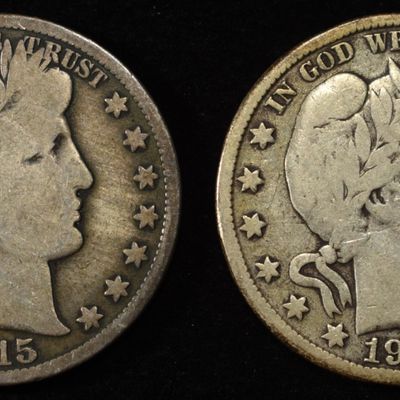 Sale Photo Thumbnail #58: 1915-D,S BARBER HALVES VG