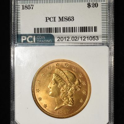 1857 $20 LIBERTY GOLD PCI CH BU