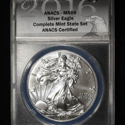 Sale Photo Thumbnail #14: 2016 (S) AMERICAN SILVER EAGLE ANACS MS69