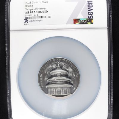 Sale Photo Thumbnail #410: 2023 COOK IS. 5 OZ SILVER BEIJING TEMPLE NGC MS-70