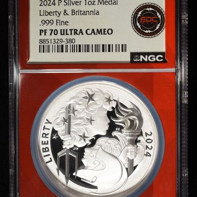Sale Photo Thumbnail #24: 2024-P SILVER LIBERTY & BRITANNIA NGC PF70 UCAM