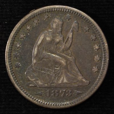 Sale Photo Thumbnail #176: 1873 ARROWS LIBERTY SEATED QUARTER LOVELY ORIG AU