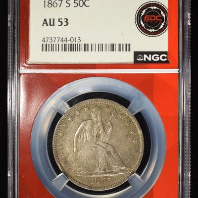 Sale Photo Thumbnail #4: 1867-S SEATED LIBERTY HALF DOLLAR NGC AU-53