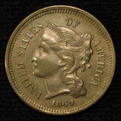 Sale Photo Thumbnail #163: 1869 3-CENT NICKEL VERY CH ORIG UNC