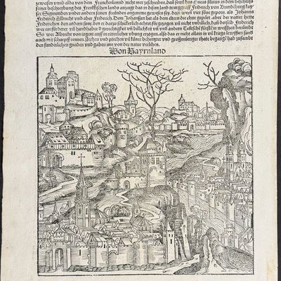Schedel, pub. 1493 - View of Bavaria / Verso: View of Hesse (Hessenlano), Germany