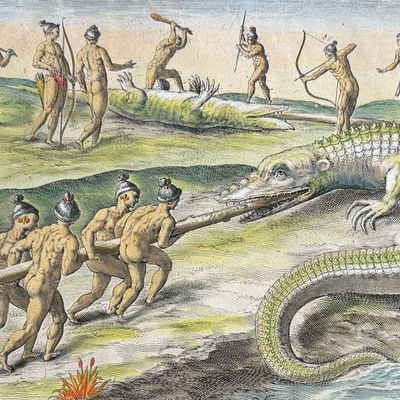 De Bry - Florida - Killing alligators (or Crocodiles)