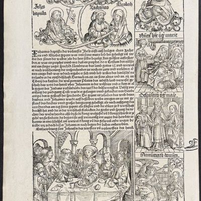 Schedel, pub. 1493 - Herodias with the head of John the Baptist, Biblical Scenes / Verso: Relgious & Historic Figures