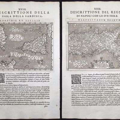 Cernoti & Magini's Ptolemy, pub. 1597 - 5 Maps of Italy & Surrounding Islands (Sardinia, Sicily, Rome, Naples, Tuscany)