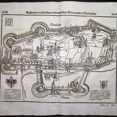 Munster, pub. 1578 - Plan of Augsburg, Germany