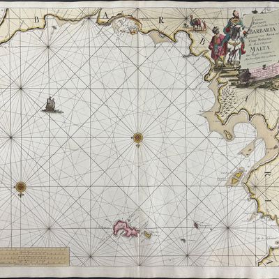 Van Keulen, Rare - Map of Malta and Barbary Coast