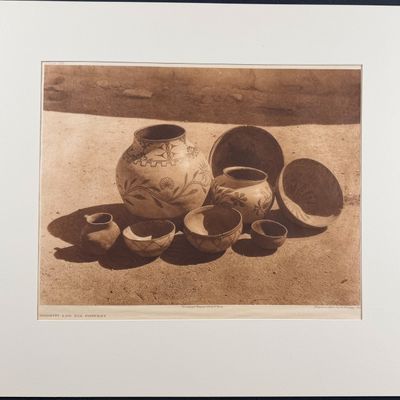 E Curtis, Folio, Japanese Tissue in Overmat - Cochiti and Sia Pottery