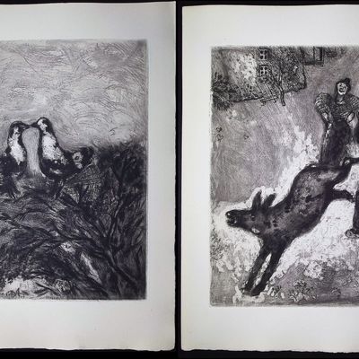 Chagall & Fontaine's Fables - 4 Etchings of Fables
