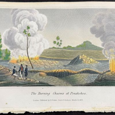 Ellis, Hawaii - The Burning Chasms at Ponahohoa (Sandwich Islands)